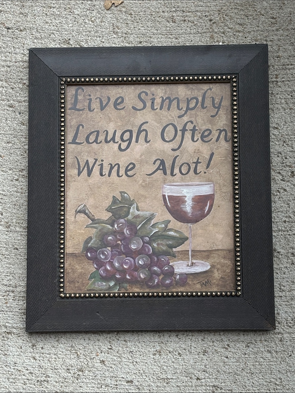 Live Simply Laugh Often Wine A Lot! Framed Wall Art - Black Frame
